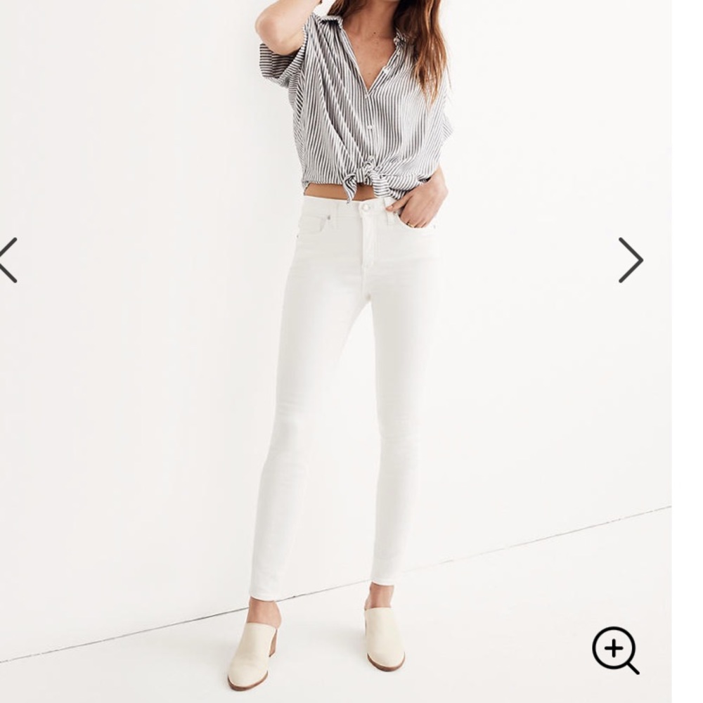 Madewell NWT 9" Mid-Rise Skinny Jeans White H5769